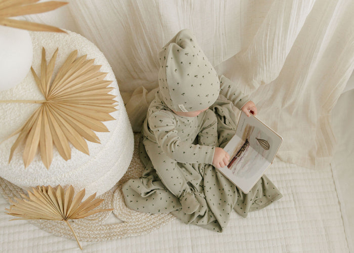 Baby Boy Layette Set - Sage - Printed Palm Trees