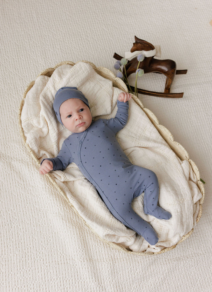 Baby Boy Layette Set – Blue – Clover Print