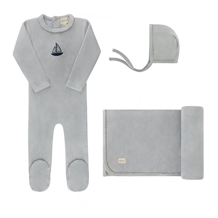 Baby Boy Layette Set – Blue – Embroidered Berry