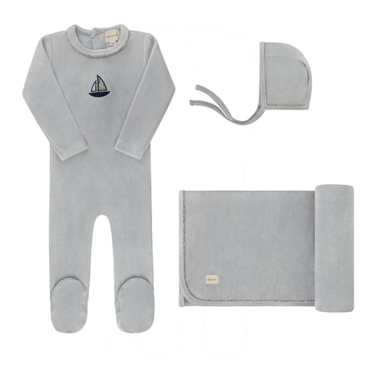Baby Boy Layette Set – Blue – Embroidered Berry