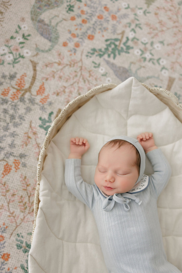 Baby Boy Layette Set – Blue – Embroidered Collar
