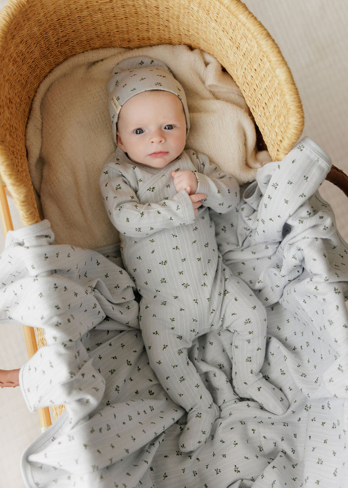 Baby Boy Layette Set – Blue – Floral Pointelle