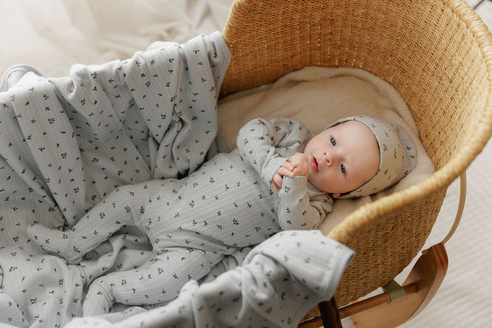 Baby Boy Layette Set – Blue – Floral Pointelle