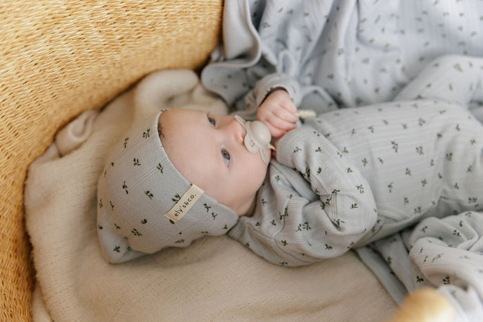 Baby Boy Layette Set – Blue – Floral Pointelle
