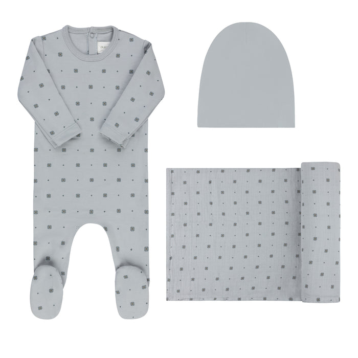 Baby Boy Layette Set – Blue – Geometric Floral