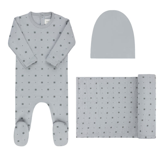Baby Boy Layette Set – Blue – Geometric Floral
