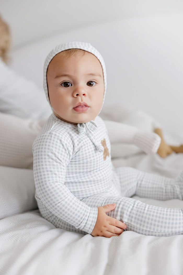 Baby Boy Layette Set – Blue – Gingham Teddy
