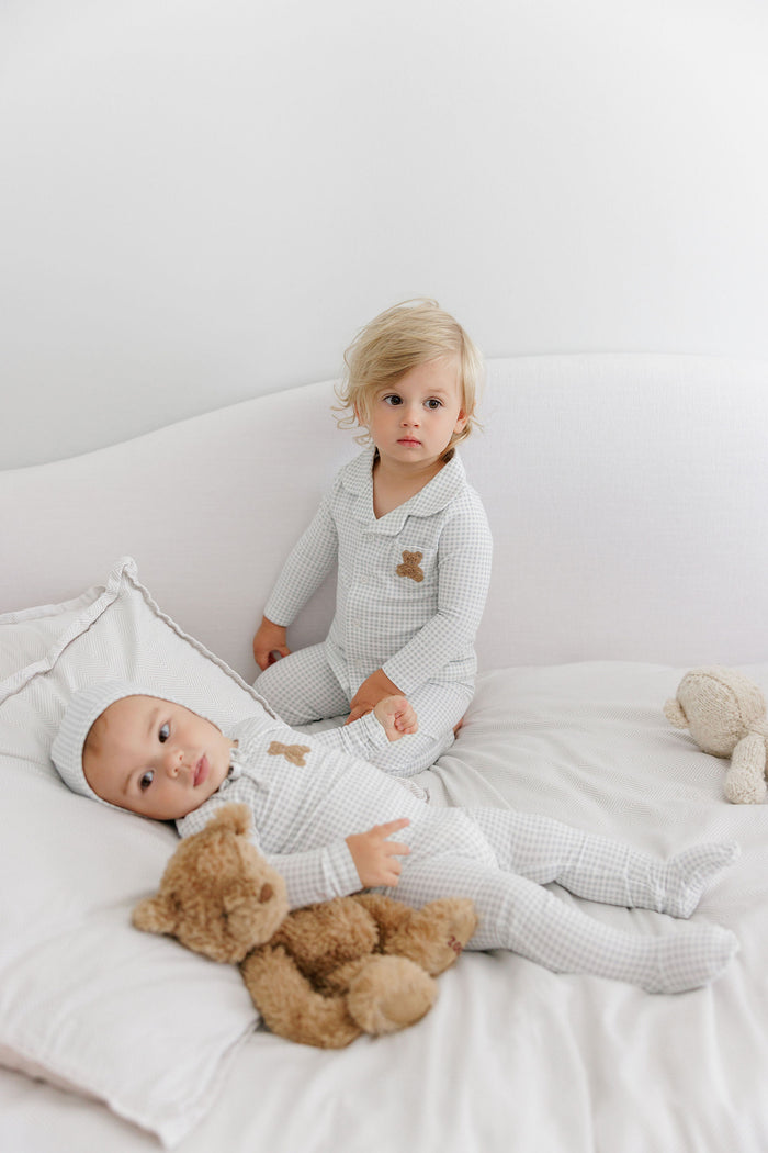 Baby Boy Layette Set – Blue – Gingham Teddy