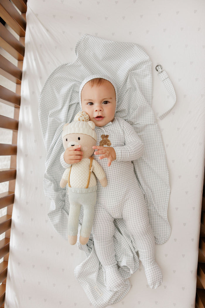 Baby Boy Layette Set – Blue – Gingham Teddy