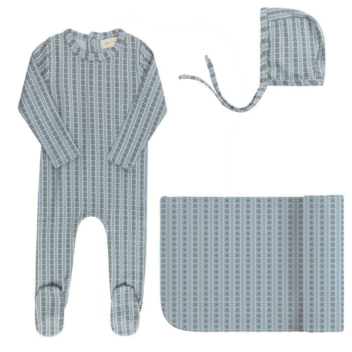 Baby Boy Layette Set – Blue – Linear Leaf