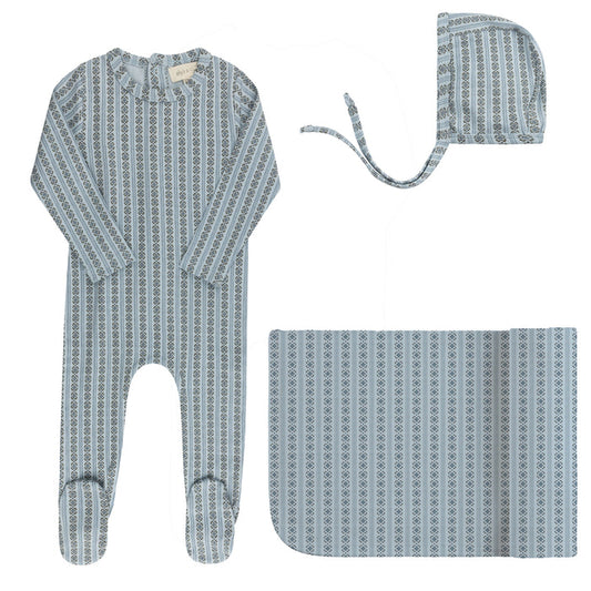 Baby Boy Layette Set – Blue – Linear Leaf