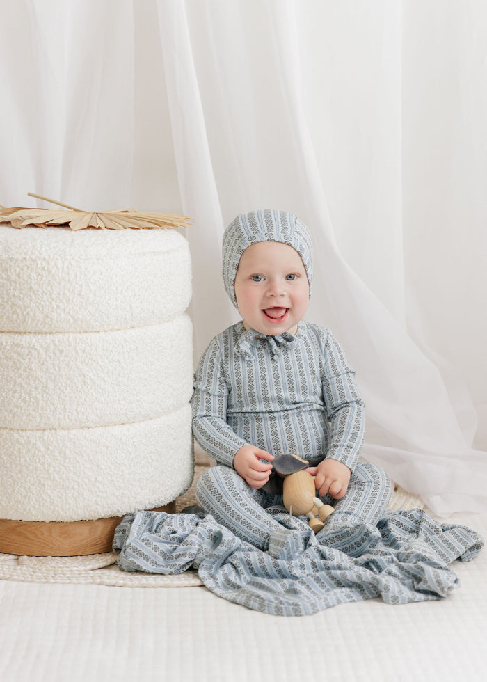 Baby Boy Layette Set – Blue – Linear Leaf