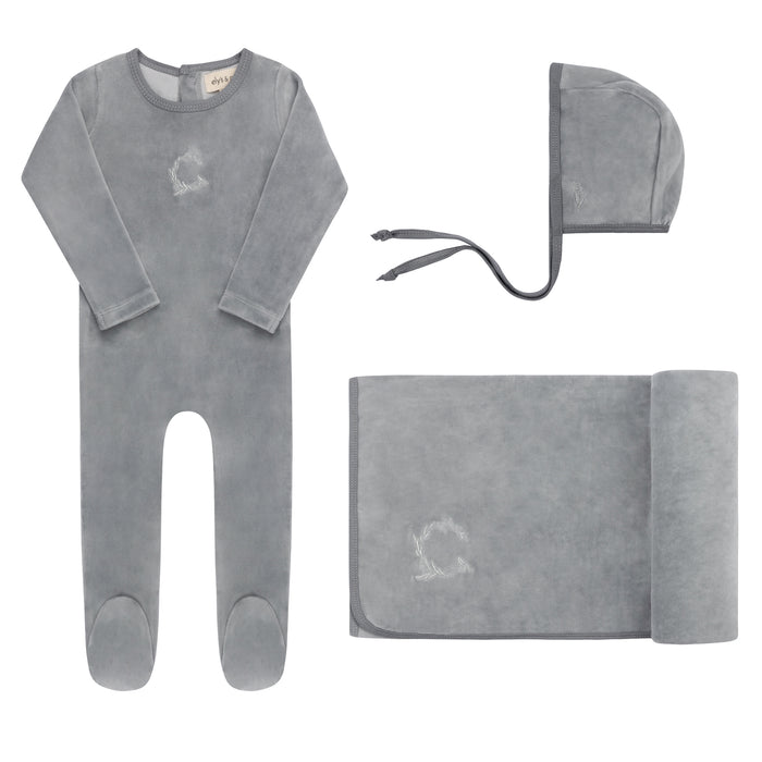 Baby Boy Layette Set – Blue – Metallic Wreath