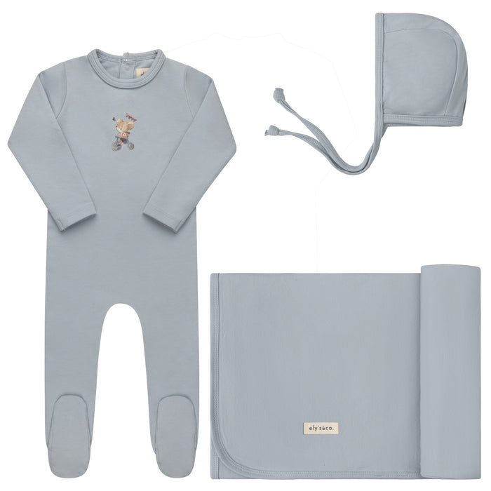 Baby Boy Layette Set – Blue – Playful Mouse