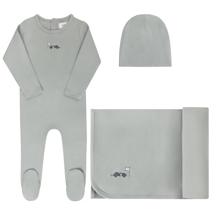 Baby Boy Layette Set – Blue – Race Car