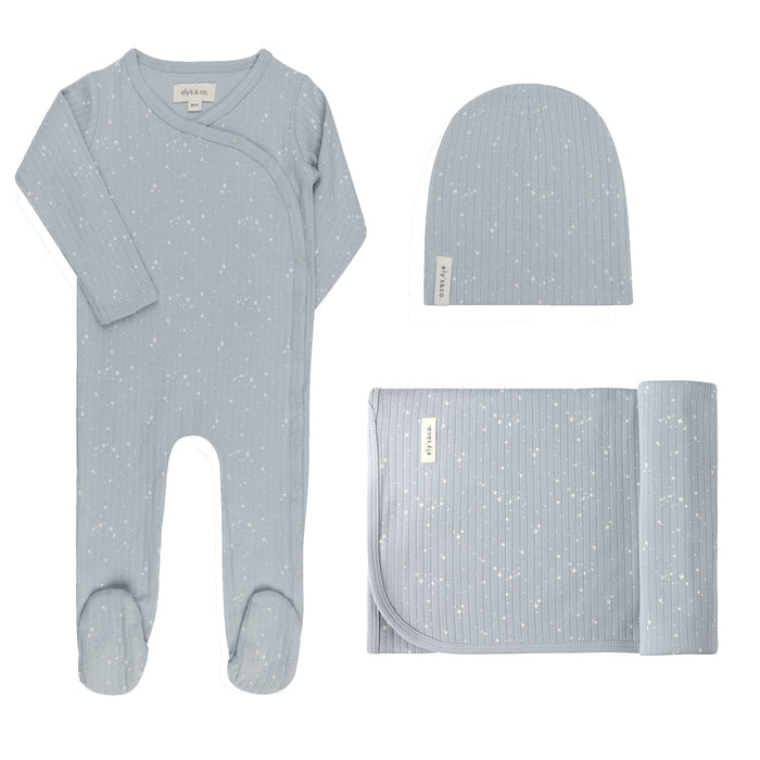 Baby Boy Layette Set – Blue Stars – Printed Floral Star