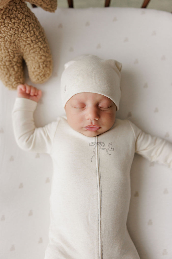 Baby Boy Layette Set – Cream Charcoal – Bird Seam