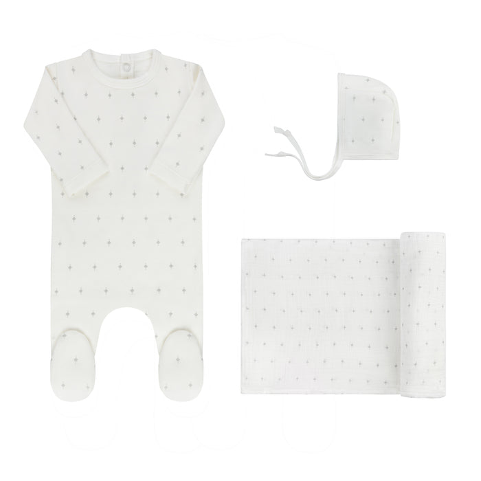 Baby Boy Layette Set – Ivory Blue – Diamond