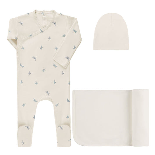 Baby Boy Layette Set – Ivory Blue – Dragonfly