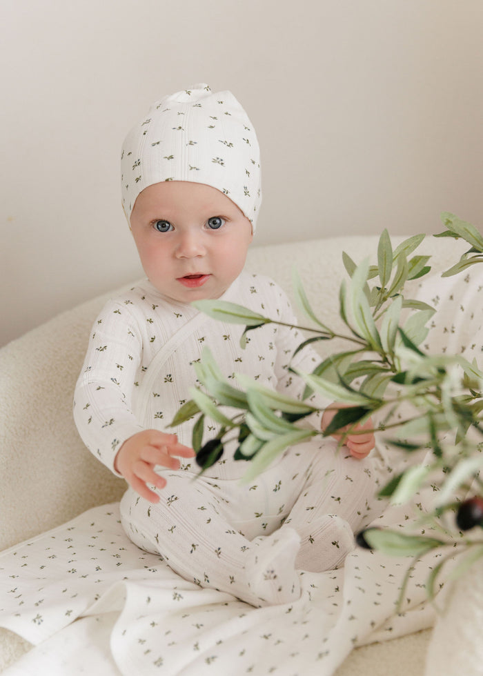 Baby Boy Layette Set – Ivory Blue – Floral Pointelle
