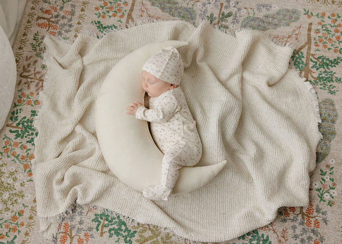 Baby Boy Layette Set – Ivory Blue – Floral Rib