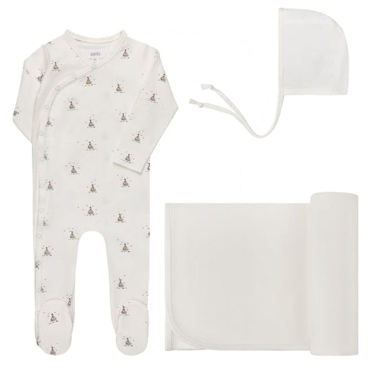 Baby Boy Layette Set – Ivory Blue – Nautical Print