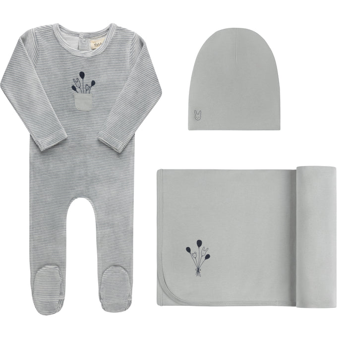 Baby Boy Layette Set – Ivory Blue – Stripe