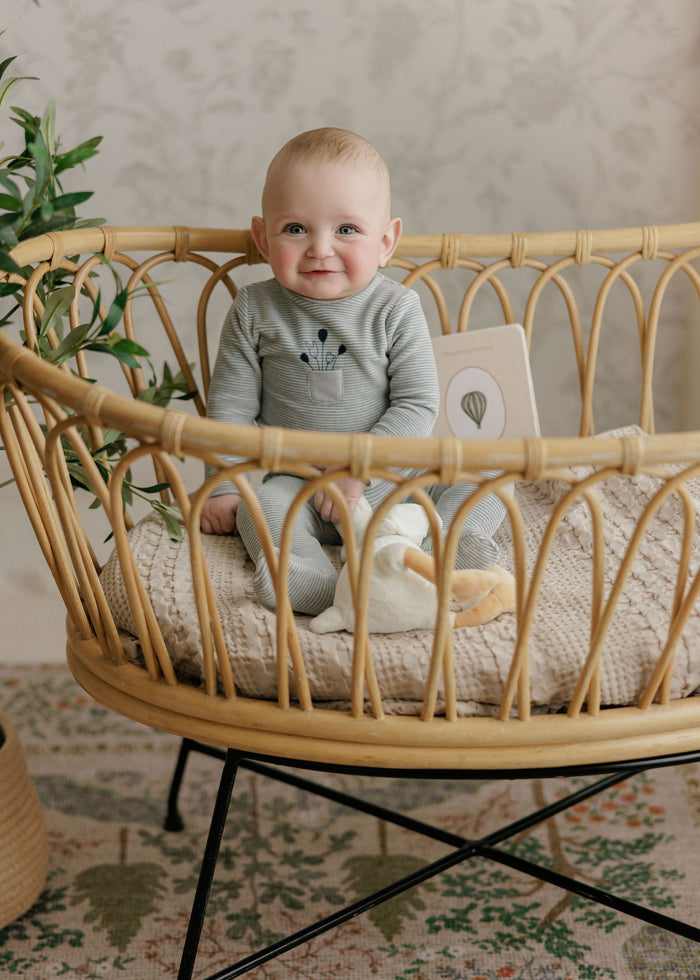 Baby Boy Layette Set – Ivory Blue – Stripe