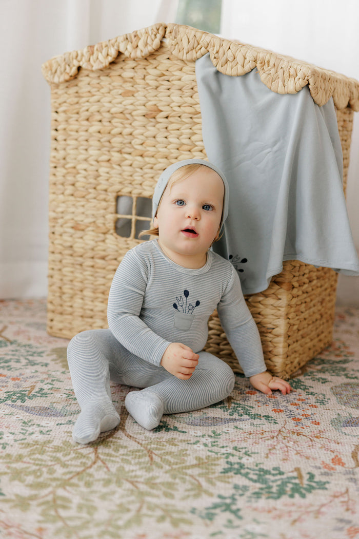 Baby Boy Layette Set – Ivory Blue – Stripe