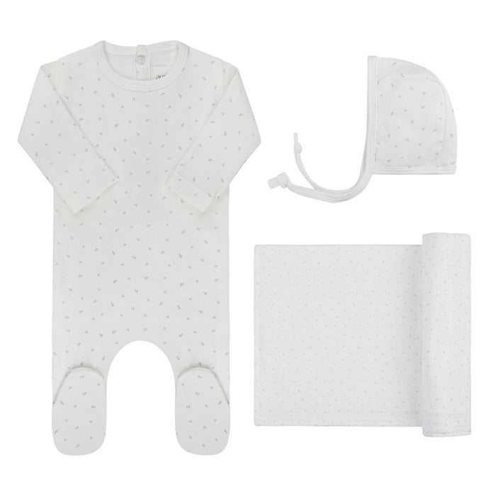 Baby Boy Layette Set – Ivory Boy – Floral Leaf
