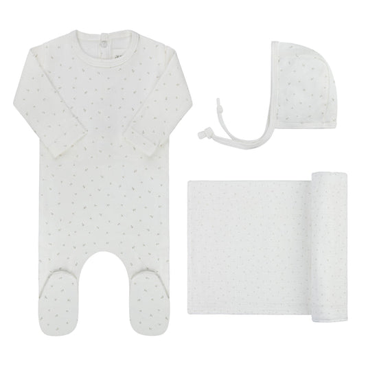 Baby Boy Layette Set – Ivory Boy – Floral Leaf
