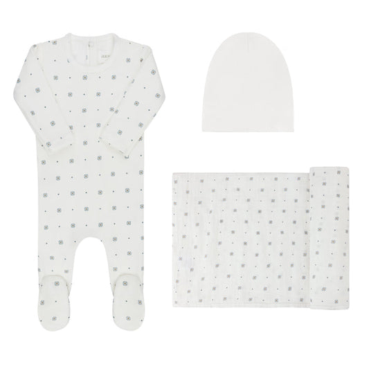 Baby Boy Layette Set – Ivory Boy – Geometric Floral