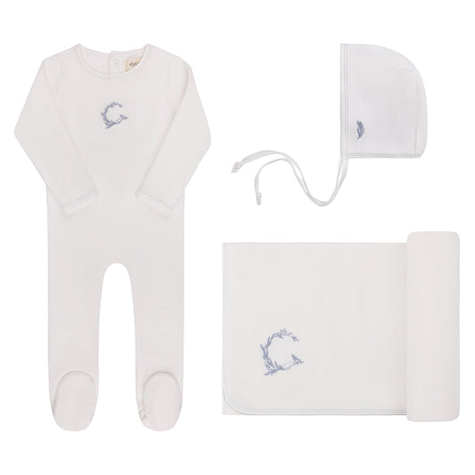 Baby Boy Layette Set – Ivory Boy – Metallic Wreath