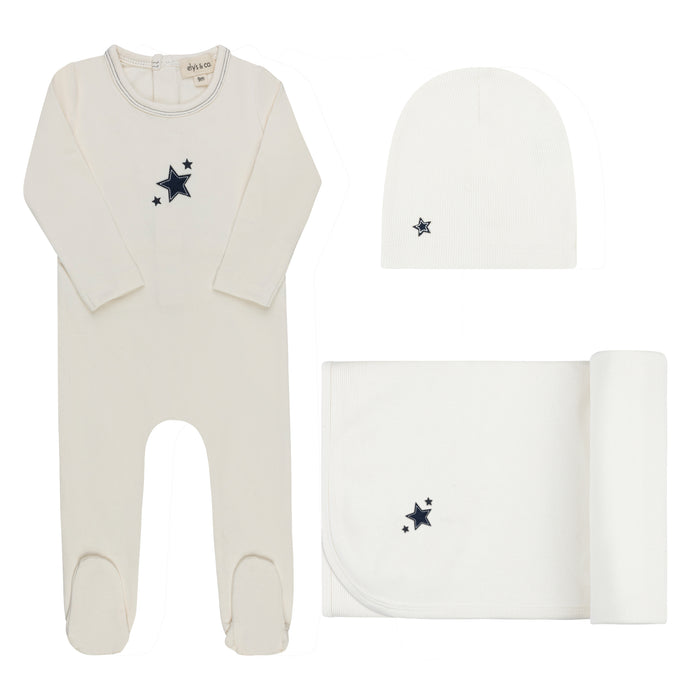 Baby Boy Layette Set – Ivory/Blue – Heart & Star