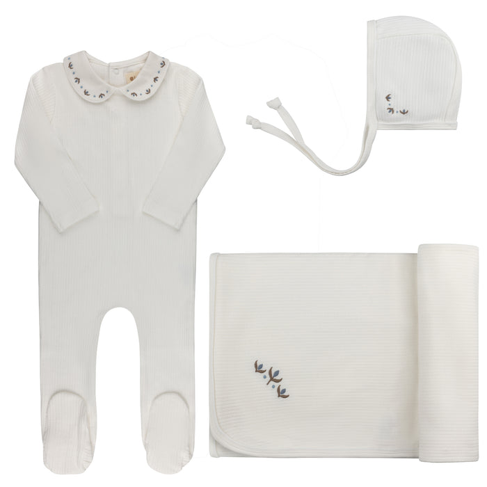 Baby Boy Layette Set – Ivory/Blue – Keepsake Collection