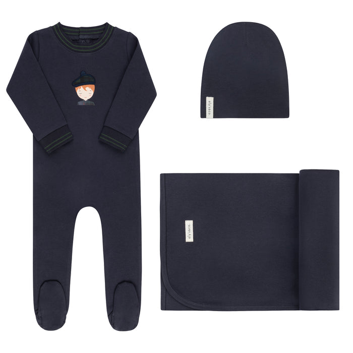 Baby Boy Layette Set – Navy – French Terry Scottish