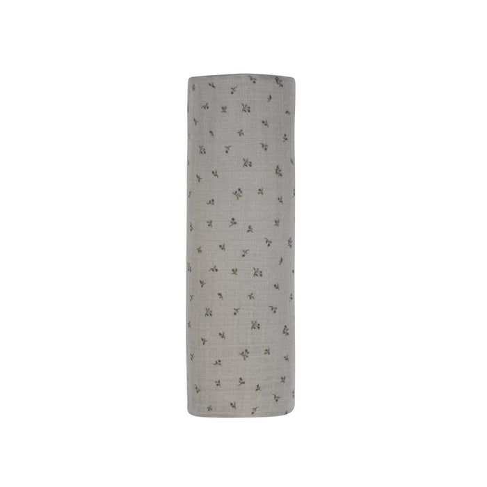 Baby Boy Muslin Swaddle Blanket – Blue – Embroidered