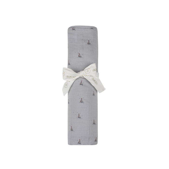Baby Boy Muslin Swaddle Blanket – Blue – Nautical Print