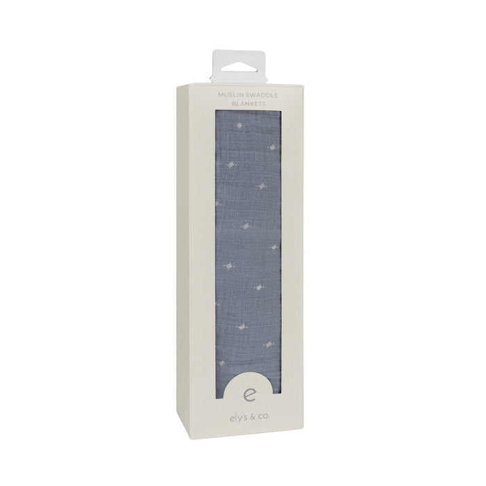 Baby Boy Muslin Swaddle – Blue – Diamond
