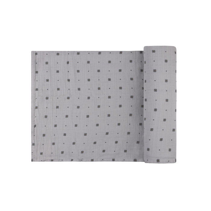 Baby Boy Muslin Swaddle – Blue – Geometric Floral