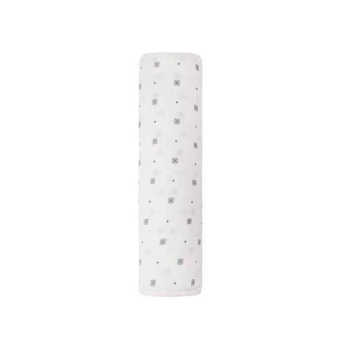 Baby Boy Muslin Swaddle – Ivory Boy – Geometric Floral