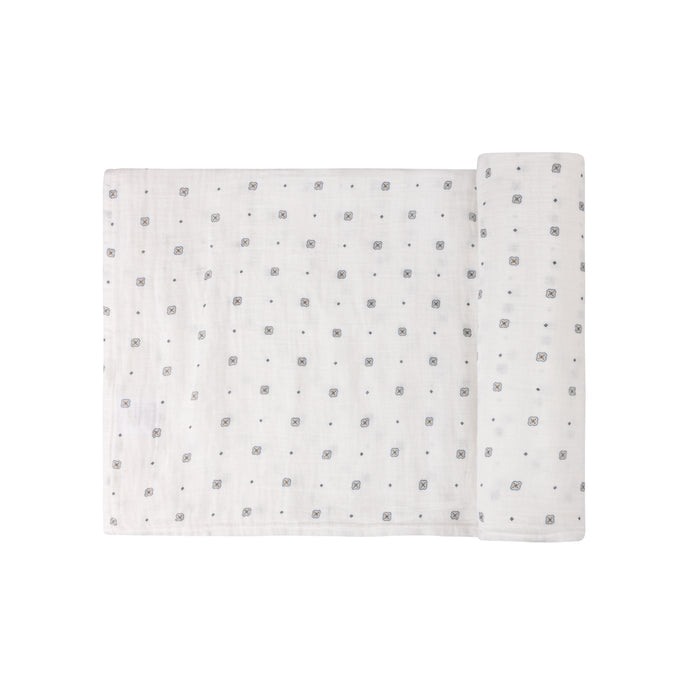Baby Boy Muslin Swaddle – Ivory Boy – Geometric Floral