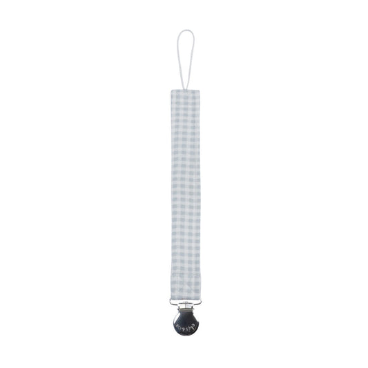 Baby Boy Paci Clip – Blue – Gingham Teddy