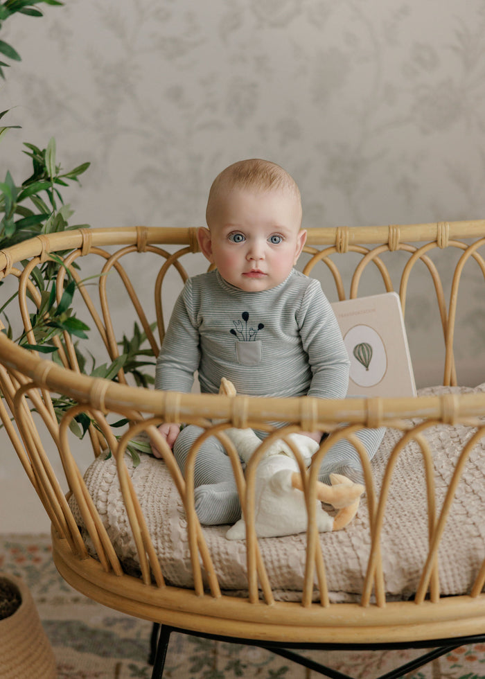 Baby Boy Paci Clip – Ivory Blue – Stripe
