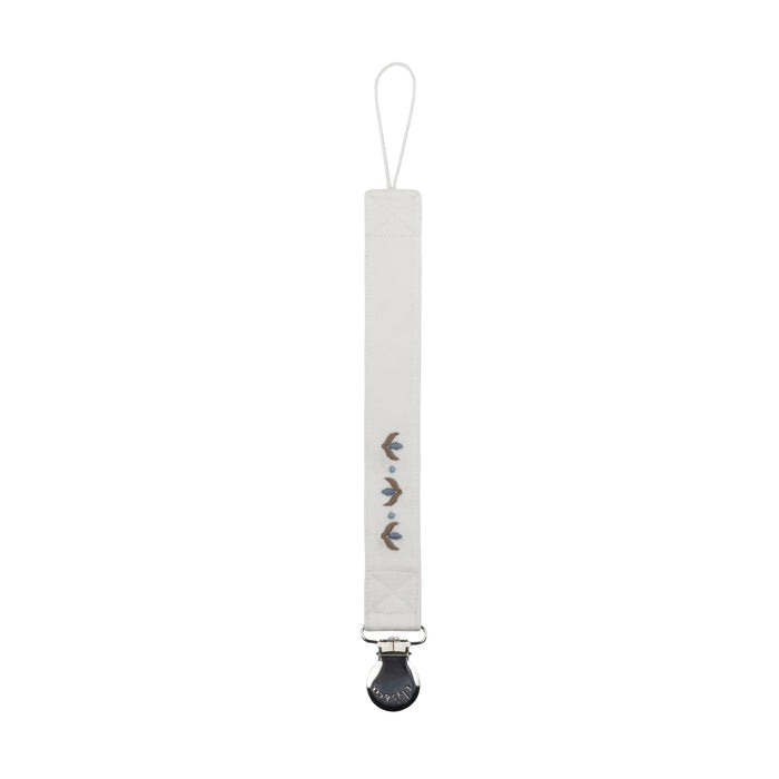Baby Boy Paci Clip – Ivory/Blue – Keepsake Collection