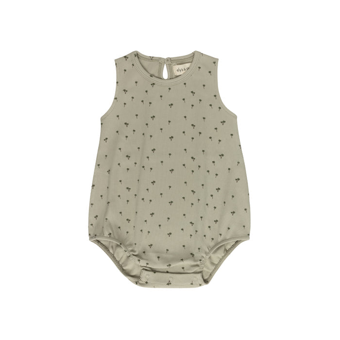 Baby Boy Romper - Sage - Printed Palm Trees