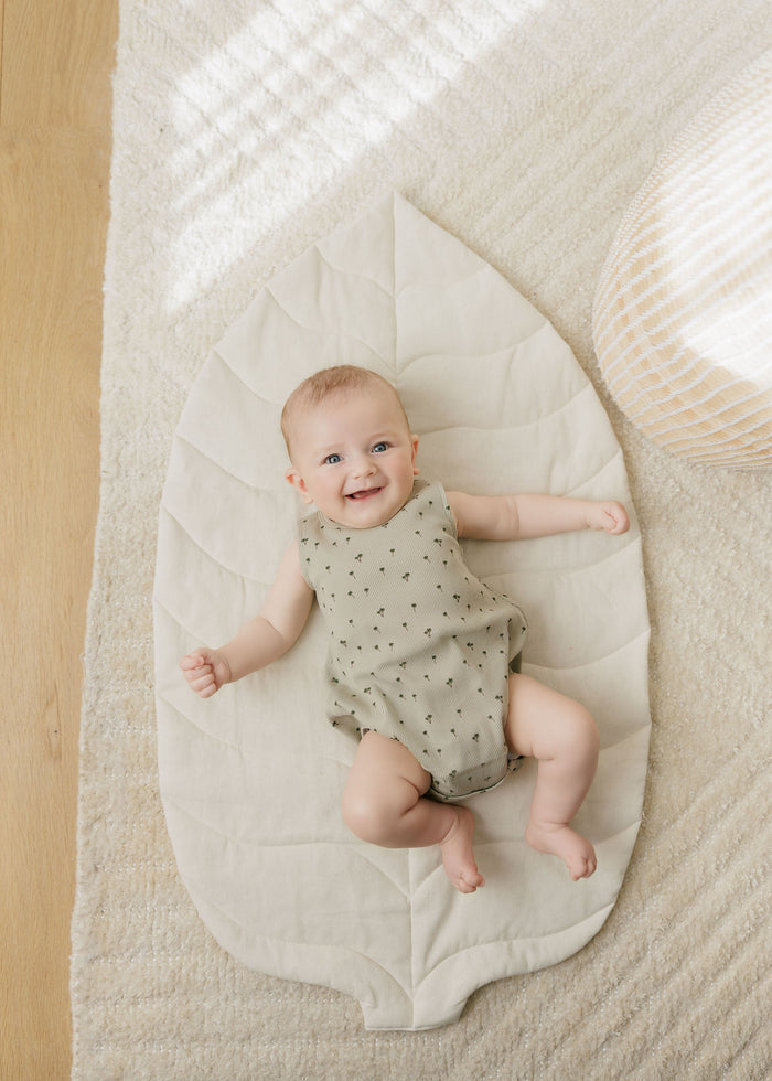 Baby Boy Romper - Sage - Printed Palm Trees