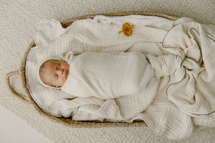 Baby Boy Swaddle Blanket 2-Pack - Ivory - Printed Palm Trees