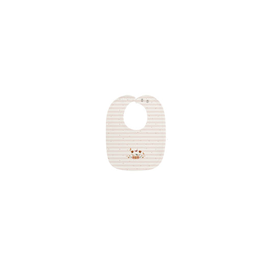 Baby Girl Bib - Ivory Pink - Floral Stripe