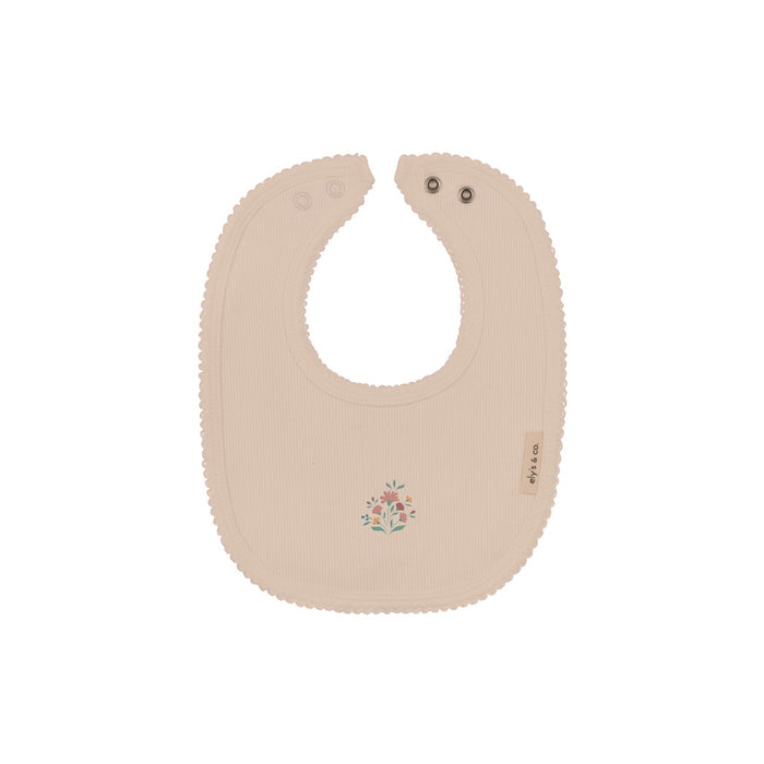 Baby Girl Bib - Pink - Embroidered Florals